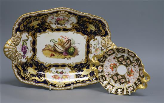 A 19th century Worcester style dish and a Crown Derby dish length 30cm